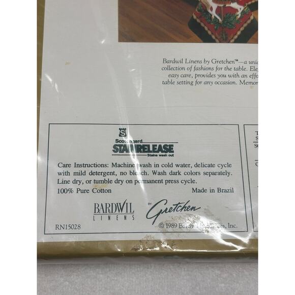 Vtg Bardwil Christmas Tablecloth Napkins Oblong 52” X 70” Victorian Tidings NEW - Picture 8 of 11